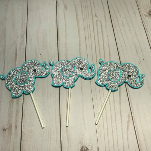 Elephant cupcake toppers, Baby shower party