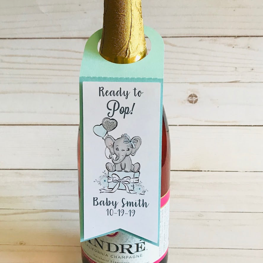 Personalized Baby  tags, Baby shower wine tags, Ready to pop tags