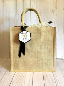 Rustic elegant Jute Bag, Birthday gifts bags, Gift Favor jute bags. Elegant birthday favor bags