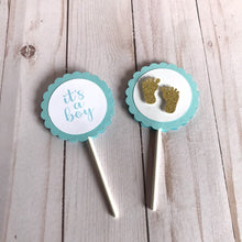 Load image into Gallery viewer, Gender reveal cupcake topper, Gender reveal baby shower