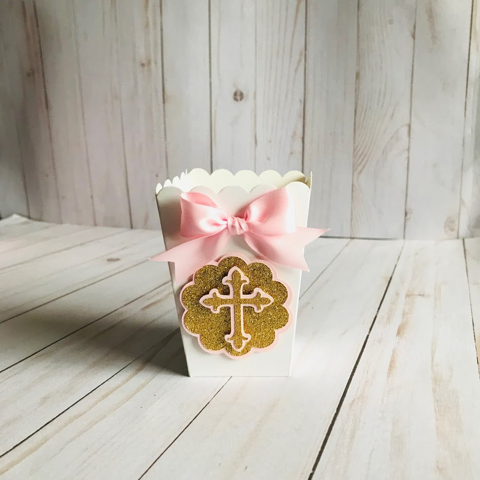 Personalized Baptism Pink Cross Milk Chocolate Coins in Organza Bags with  Gift Tag