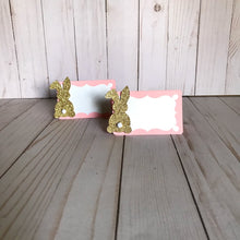Load image into Gallery viewer, Bunny placecards, Bunny food tents, Bunny birthday party. Set of 12