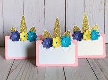 Load image into Gallery viewer, Unicorn placecards, Unicord food tent. Set of 12