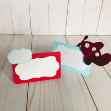 Load image into Gallery viewer, Airplane place cards, airplane food tents. Airplane party