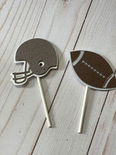 Load image into Gallery viewer, Football Cupcake Toppers, Football Food Picks, Football Party Decorations, Sports Party Decorations, Sports Cupcake Toppers