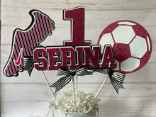 Load image into Gallery viewer, Soccer centerpiece, Soccer party decoration, Sports party theme, Sports table decoration