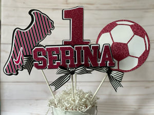 Soccer centerpiece, Soccer party decoration, Sports party theme, Sports table decoration