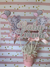 Load image into Gallery viewer, Elephant Baby Shower Cake Topper, Centerpiece, Boy Elephant Baby Shower. Girl Elephant Baby Shower. Baby Shower Party Decoration.