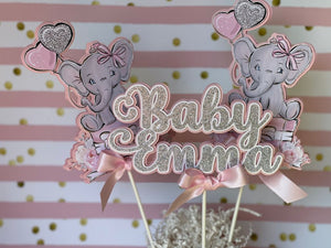 Elephant Baby Shower Cake Topper, Centerpiece, Boy Elephant Baby Shower. Girl Elephant Baby Shower. Baby Shower Party Decoration.
