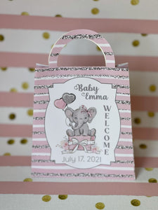 Baby Elephant Treat Bags, Baby Shower Treat Bags, Baby Shower Loop Bags, First Birthday Favor Treat.