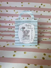 Load image into Gallery viewer, Baby Elephant Treat Bags, Baby Shower Treat Bags, Baby Shower Loop Bags, First Birthday Favor Treat.