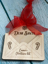 Load image into Gallery viewer, Personalized letter to Santa Ornament, Santa Holder Ornament, Santa list ornament,