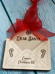 Personalized letter to Santa Ornament, Santa Holder Ornament, Santa list ornament,