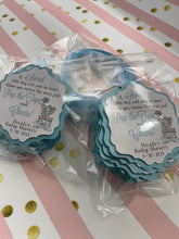 Load image into Gallery viewer, Personalized Baby tags, Baby shower wine tags, Ready to pop tags. Baby elephant tags