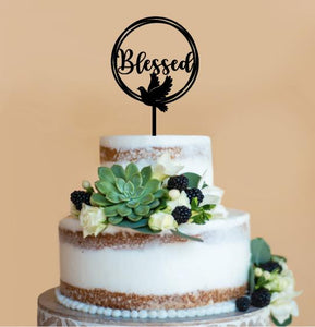 Blessed cake topper, First Communion decoration, Baptism cake topper, Wooden cake topper.