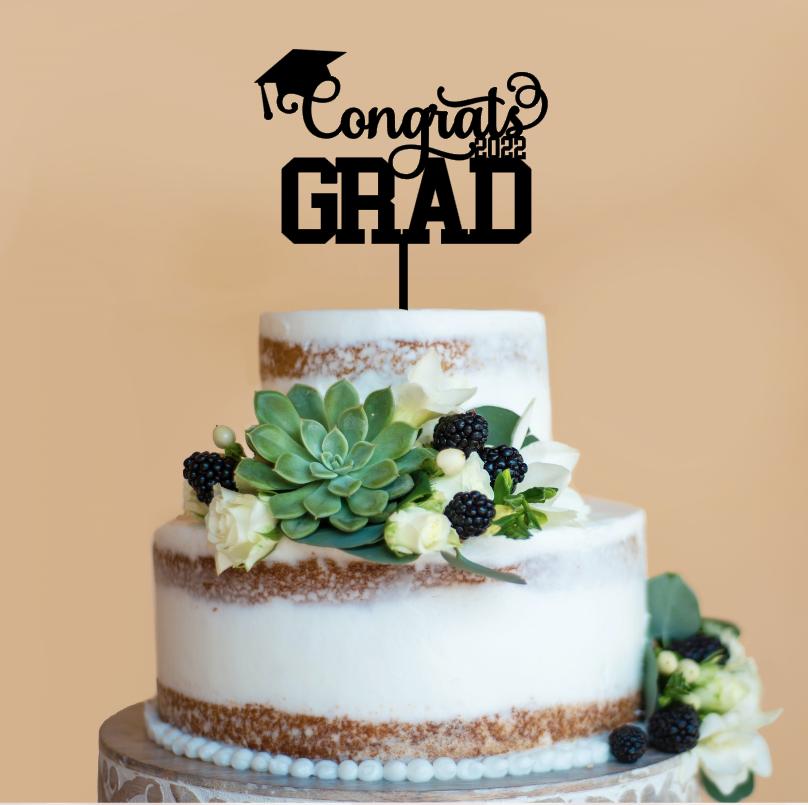 2022 Congrats Grad cake topper, Senior 2022 cake topper, Graduation cake topper, Graduates party decoration, Wooden cake topper