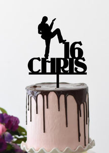 Rockstar cake topper, Musician cake topper, Wooden cake topper, Guitar party decoration, Music party