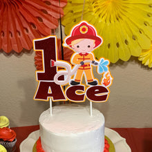 Load image into Gallery viewer, Fireman cake topper, Fire fighter cake topper, Fireman Party Decorations , Firefighter Birthday Party DecorATION.