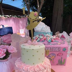 Ballerina cake topper, Ballerina birthday decoration, Gold cake topper decoration, Ballerina party decor.