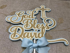Christening cake topper, Baptism cake topper, First Communion party decoration, First Communion cake topper, Personalized cake topper
