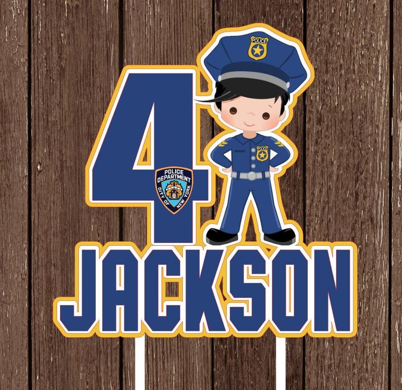 Amazon.com: Police 5th Birthday Cake Topper, Navy Blue Glitter Police  Officer Happy 5th Birthday Cake Decor, Baby Boy Five Years Old Birthday Cake  Decoration, Policeman Themed Fifth Anniversary Party Supplies : Grocery