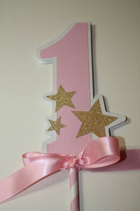 First birthday party. First birthday cake topper, First birthday cake, Pink and Gold cake topper.