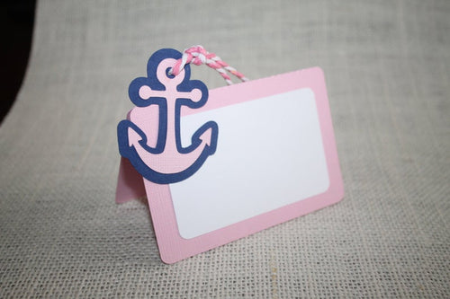 Girl Nautical birthday party, Nautical place cards, Nautical baby shower place cards , Nautical celebration, Anchor placer cards, Set of 12