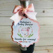 Load image into Gallery viewer, Baby shower tags, Baby shower wine tags, Baby Shower gifts tags. Baby Girl tags